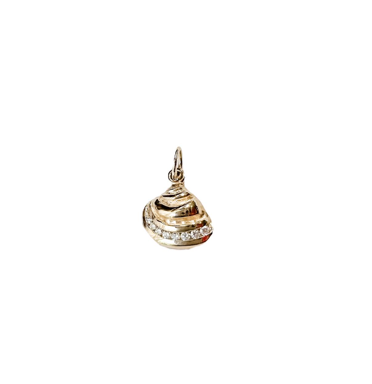 Diamond Pawleys Island Shell - 14k Yellow Gold