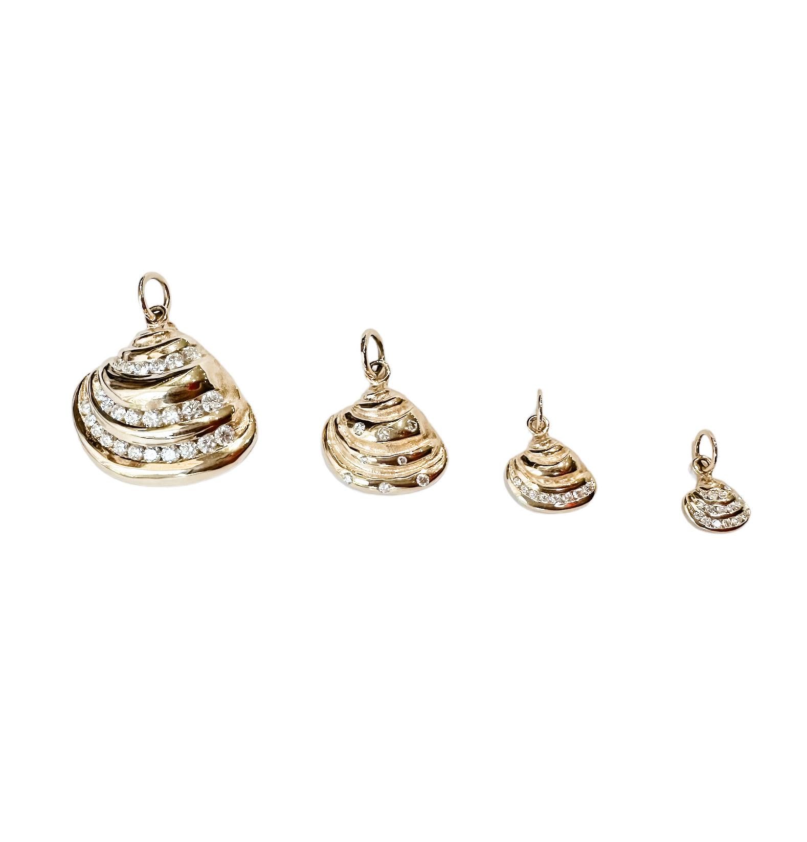 Diamond Pawleys Island Shell - 14k Yellow Gold
