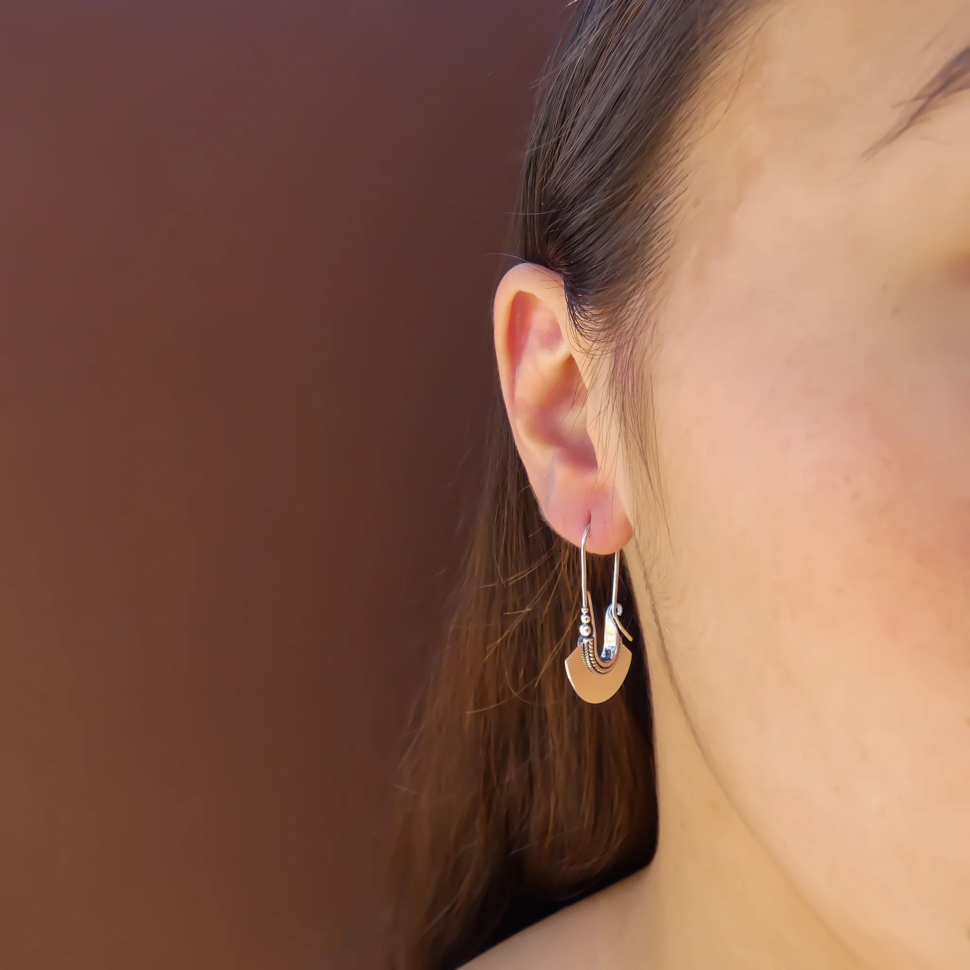 Fan Drop Earrings - Sterling Silver