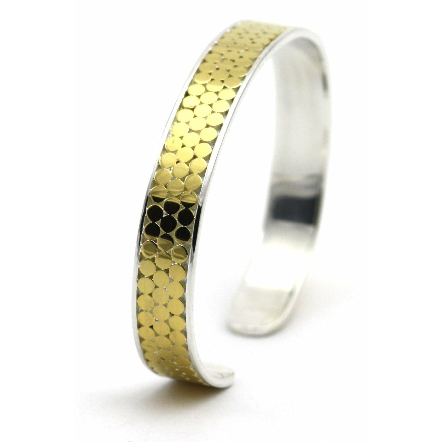 Three Row Cuff Bracelet - Sterling Silver and 18k Gold Vermeil
