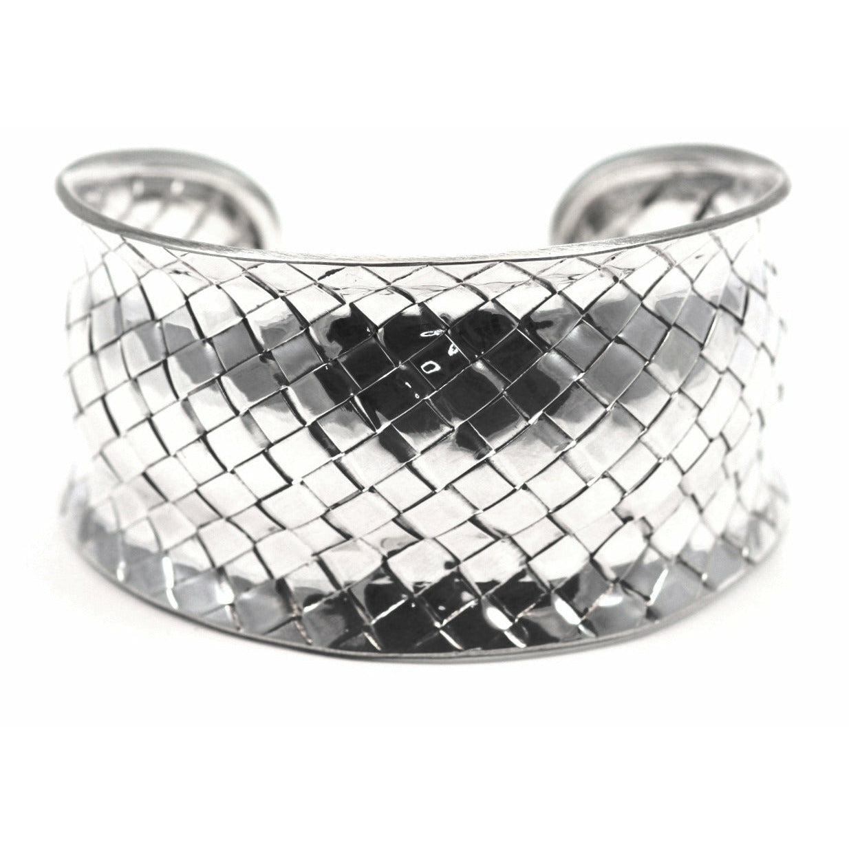 Basket Weave Bali Cuff Bracelet - Sterling Silver
