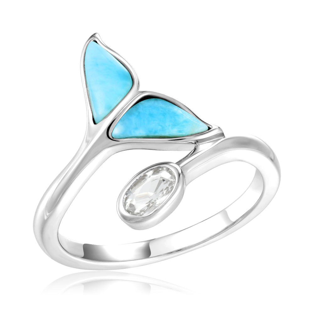 Larimar Whale Tail Ring - Sterling Silver