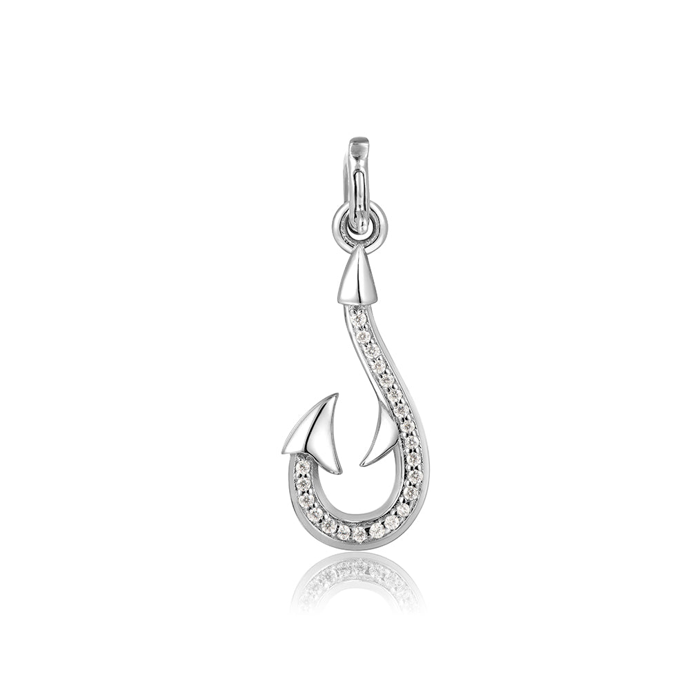 White Topaz Fish Hook - Sterling Silver