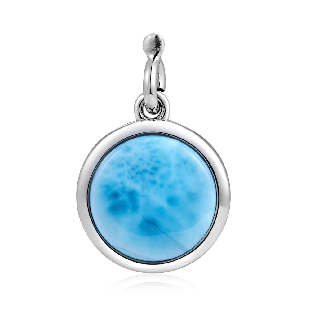 Round Larimar Pendant - Sterling Silver
