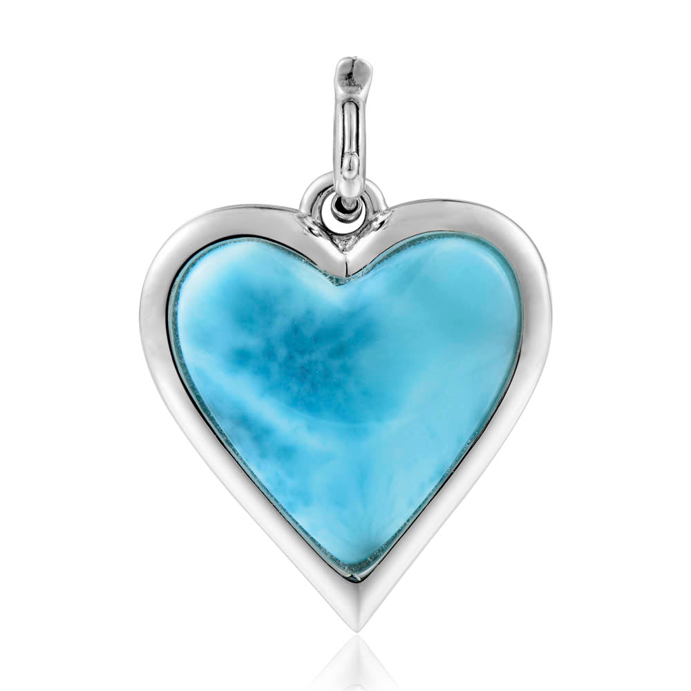 Larimar Heart Charm - Sterliing Silver