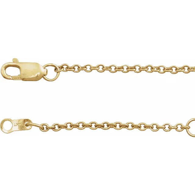 14k 1.5mm Diamond Cut Cable Chain 16-18" Adjustable