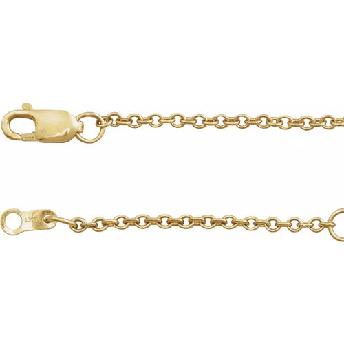 14k 1.5mm Diamond Cut Cable Chain 16-18" Adjustable