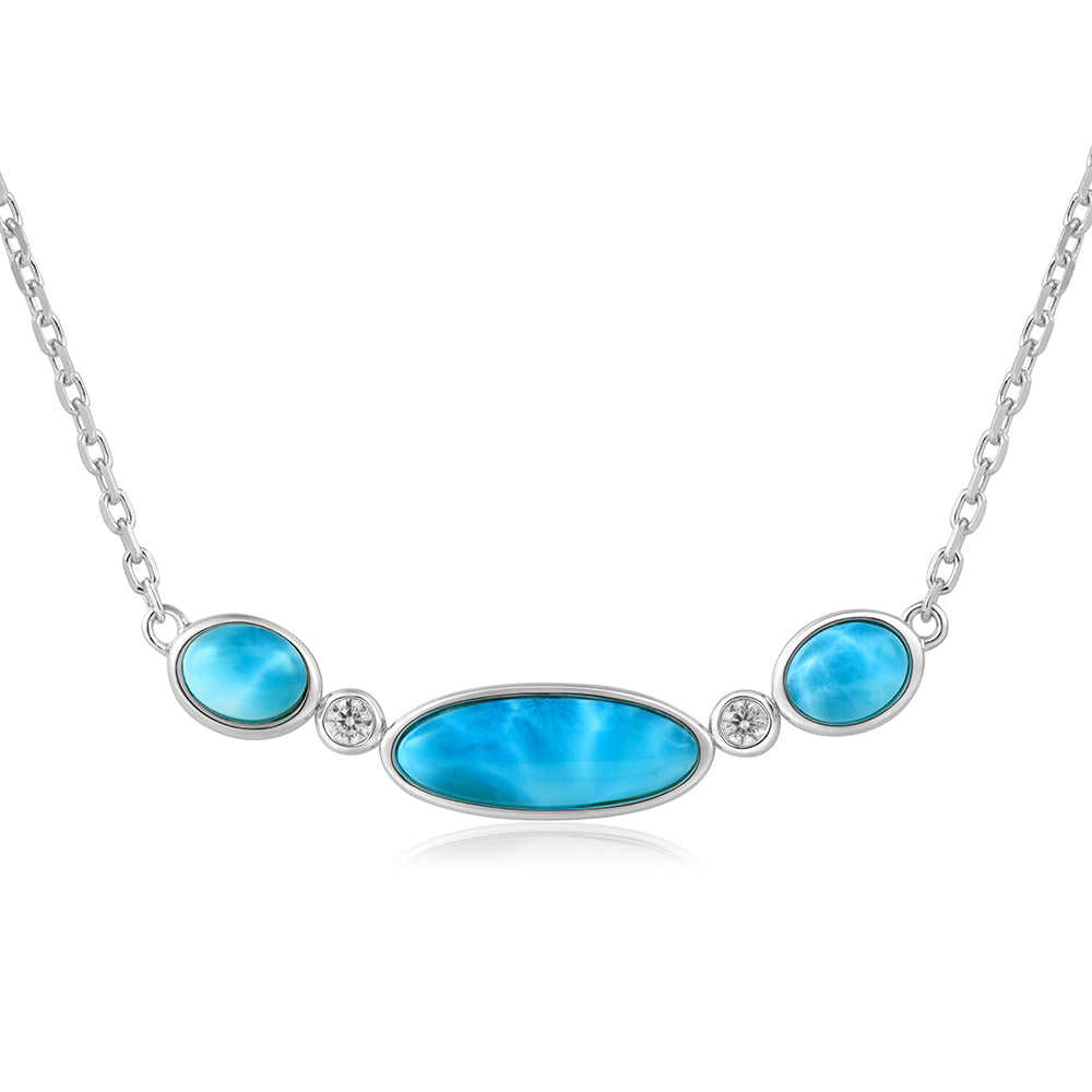 Larimar Bar Necklace - Sterling Silver