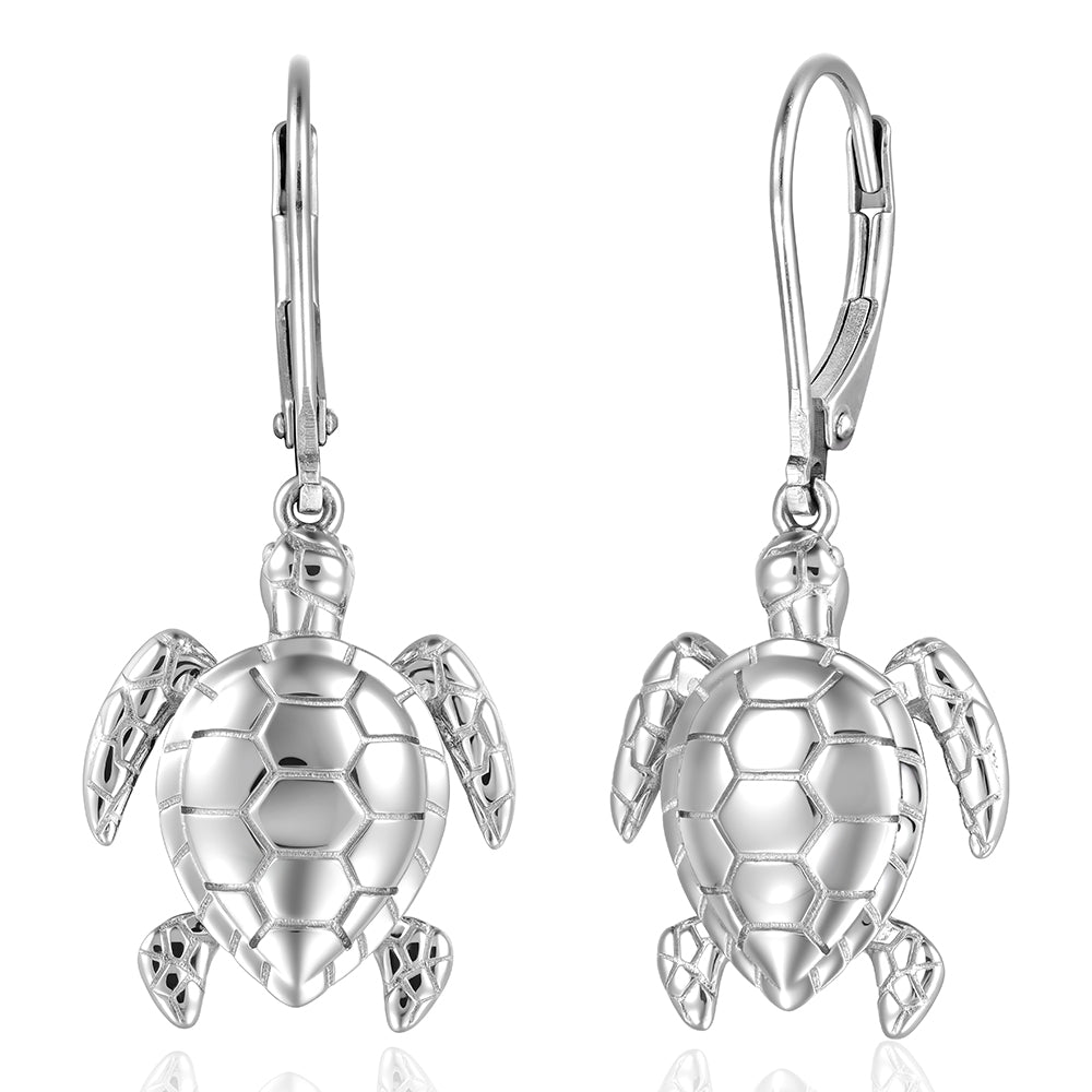 Dangle Turtle Earrings - Stering Silver