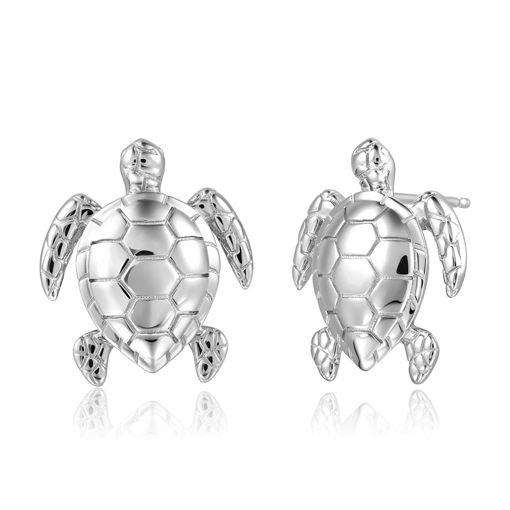 Turtle Stud Earrings - Sterling Silver