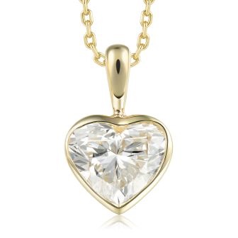 Lab Grown Diamond Heart Pendant - 14k Yellow Gold