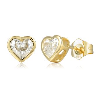 Heart Lab Grown Diamond Stud Earrings - 14k Yellow Gold