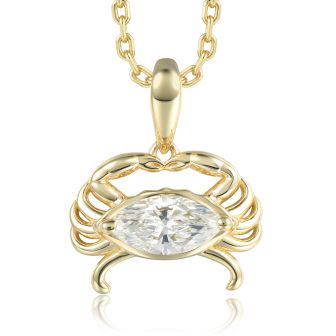 Marquise Lab Grown Crab Pendant - 14k Yellow Gold