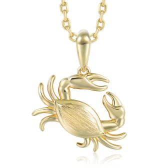 Small Crab Pendant - 14k Yellow Gold