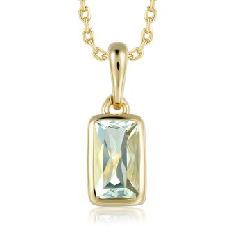Green Amethyst Pendant - 14k Yellow Gold