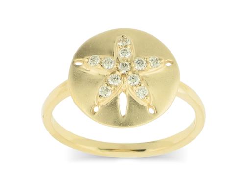 Diamond Sand Dollar Ring - 14k Yellow Gold