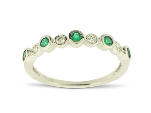 Sapphire or Emerald and Diamond Ring - 14k White Gold