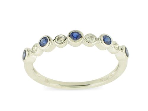 Sapphire and Diamond Ring - 14k White Gold