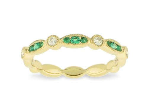 Colored Gemstone and Diamond Bezel Ring - 14k Yellow Gold