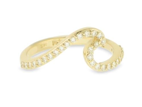 Diamond Wave Ring - 14k Yellow Gold