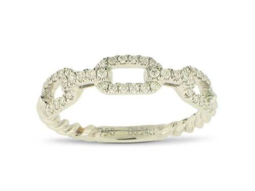 Diamond Paperclip Ring - 14k White Gold