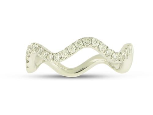 Diamond Wave Ring - 14k White Gold