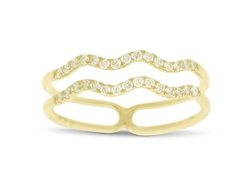 Diamond Wavey Ring - 14k Yellow Gold