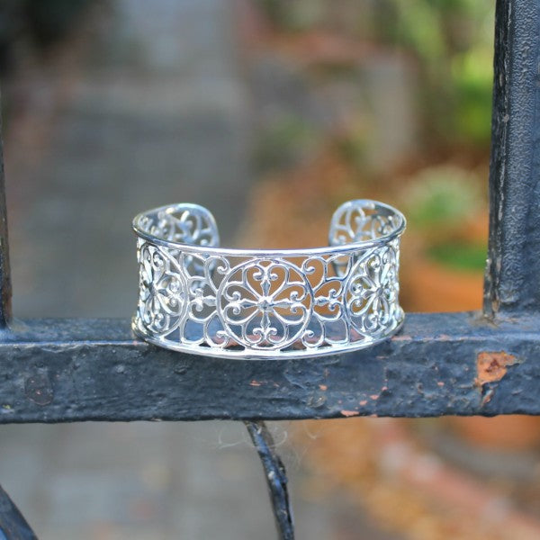 Heart Scroll Cuff - Sterling Silver