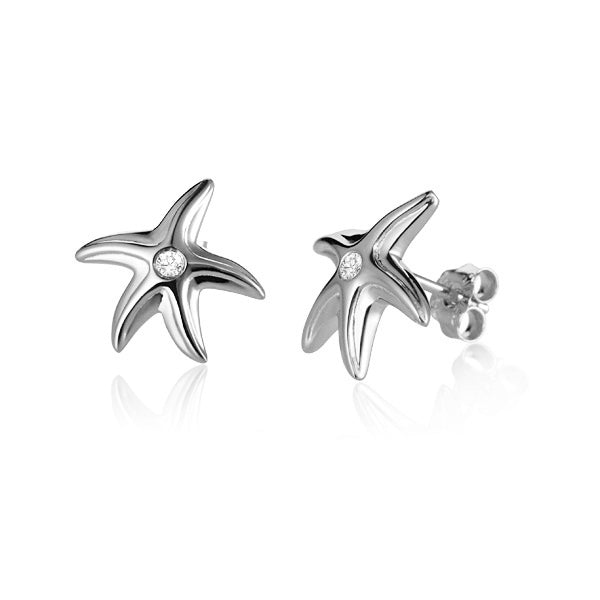 Diamond Starfish Earrings - 14k Gold