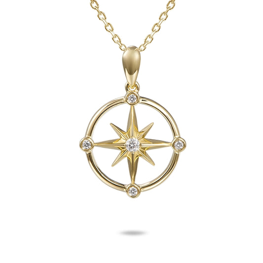 14K YG Compass Pendant