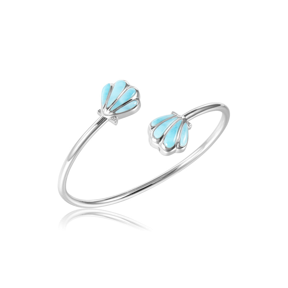 Larimar Scallop Bangle - Sterling Silver