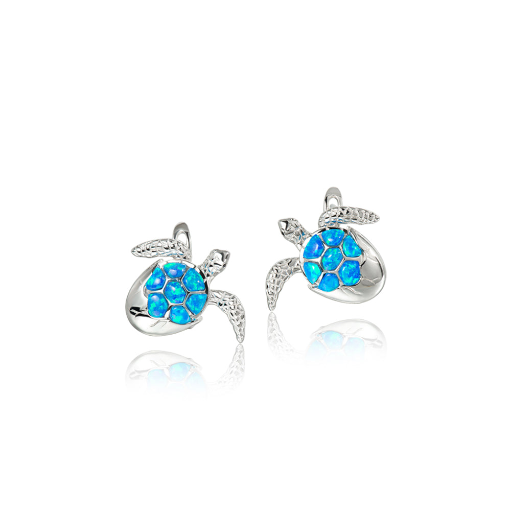 Opal Hatching Turtle Earrings - Sterling Silver