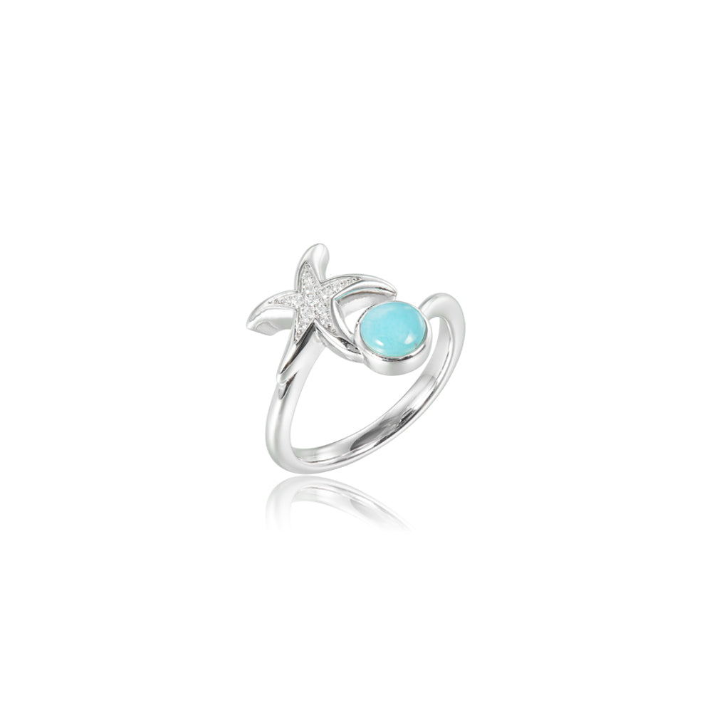 Larimar and Topaz Ring - Sterling Silver