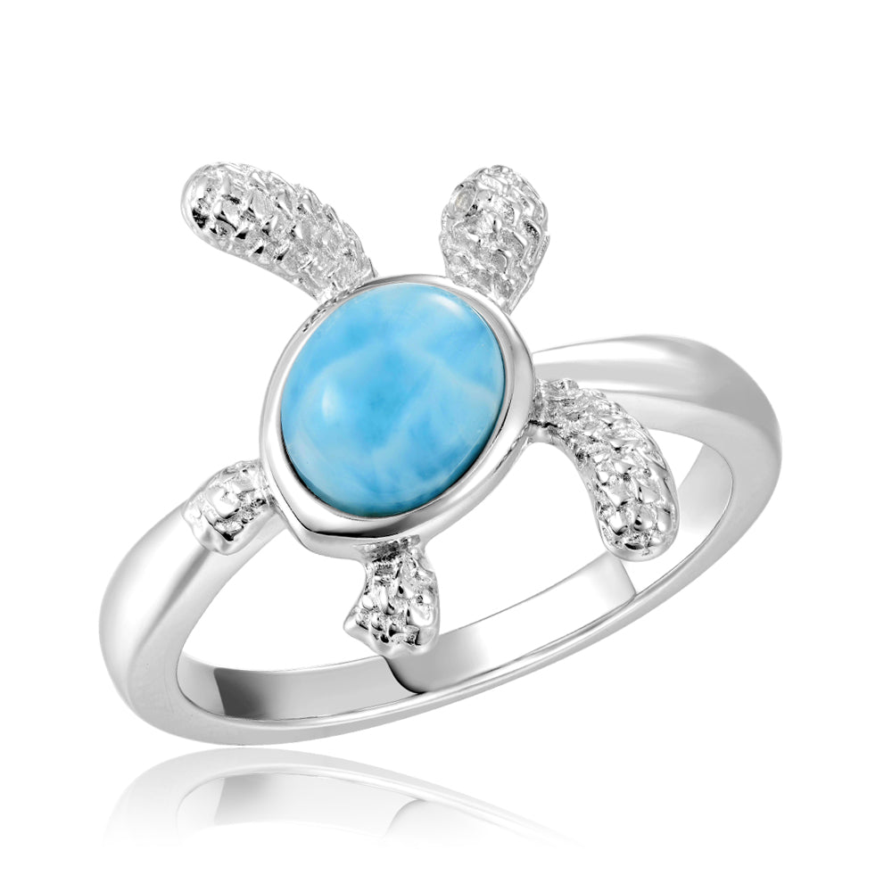 Larimar Turtle Ring - Sterling Silver