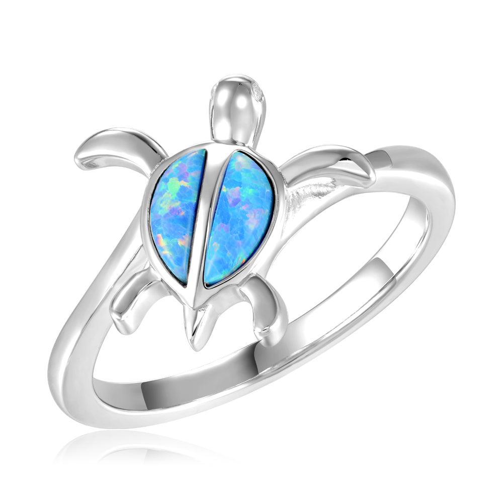 Opal Honu Sea Turtle Ring - Sterling Silver