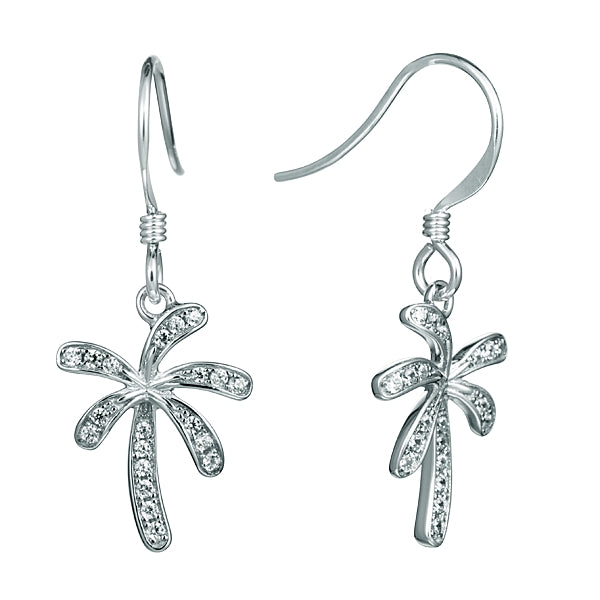 Palm Tree Dangle Earrings - Sterling Silver