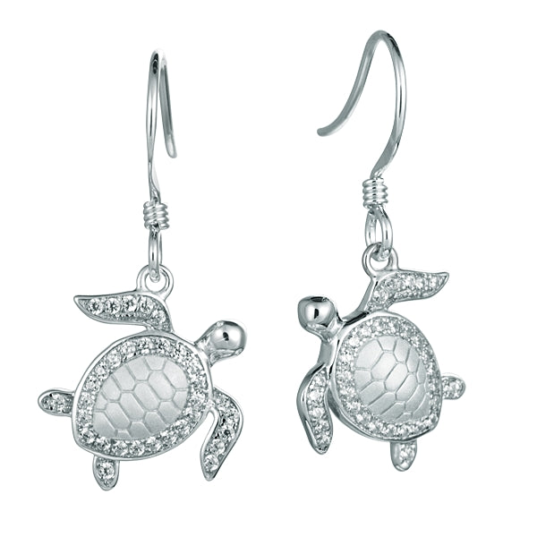 Sea Turtle Dangle Earrings - Sterling Silver
