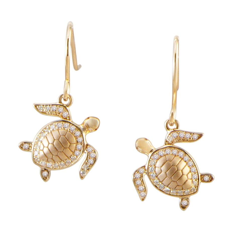 Sea Turtle Dangle Earrings - Sterling Silver
