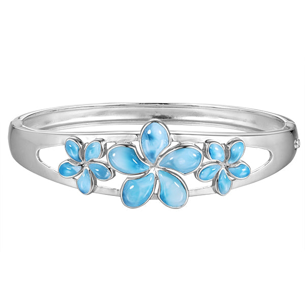 Plumeria Bangle Bracelet - Sterling Silver