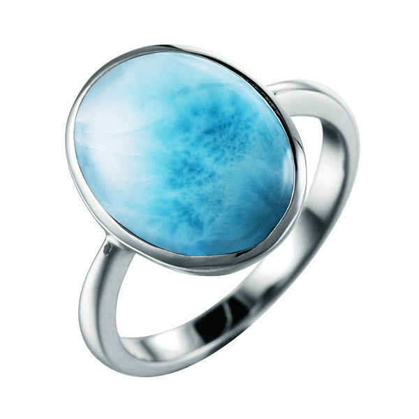 Oval Larimar Ring - Sterling Silver