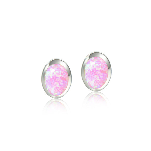Oval-Shaped Opal Earrings - Sterling Silver