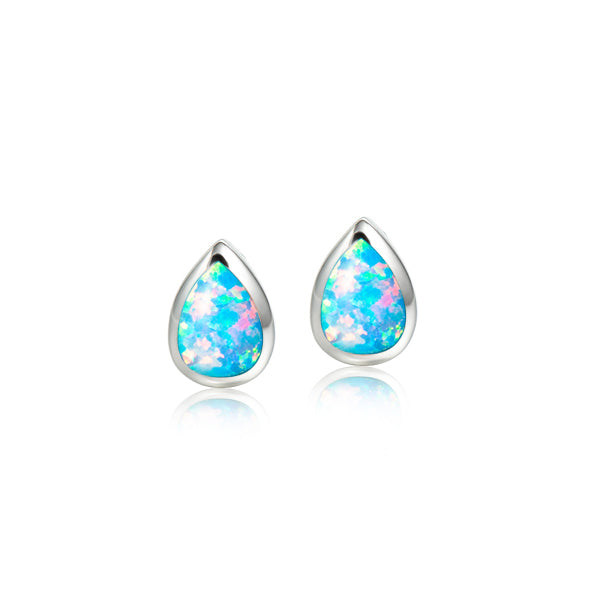 Pear-Shaped Opal Studs - Sterling Silver