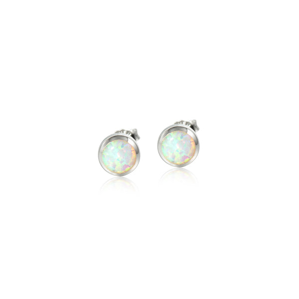 Opal Stud Earrings - Sterling Silver