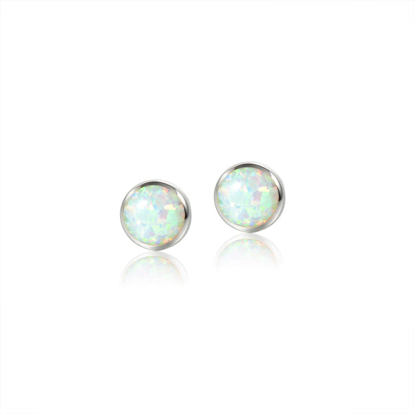 Opal Stud Earrings - Sterling Silver