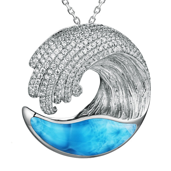Larimar Wave Necklace - Sterling Silver