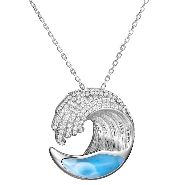 Larimar Wave Necklace - Sterling Silver