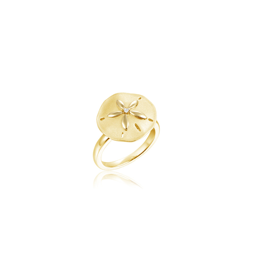 Diamond Sand Dollar Ring - 14k Yellow Gold