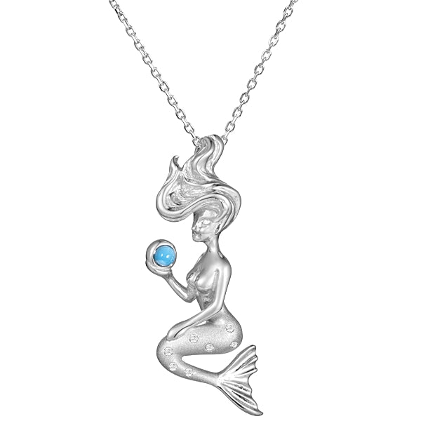 Larimar Mermaid Necklace - Sterling Silver