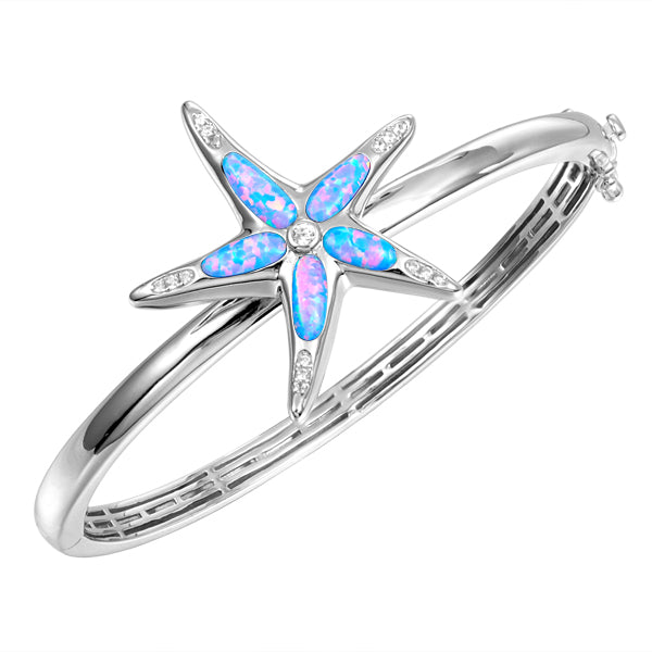 Gemstone Starfish Bangle - Sterling Silver