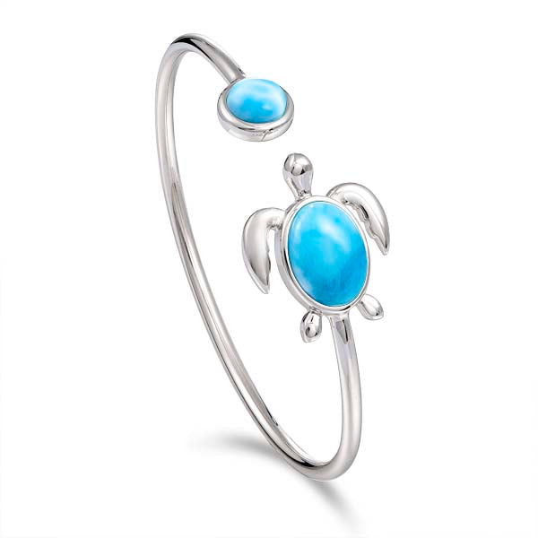 Turtle Larimar Bangle - Sterling Silver